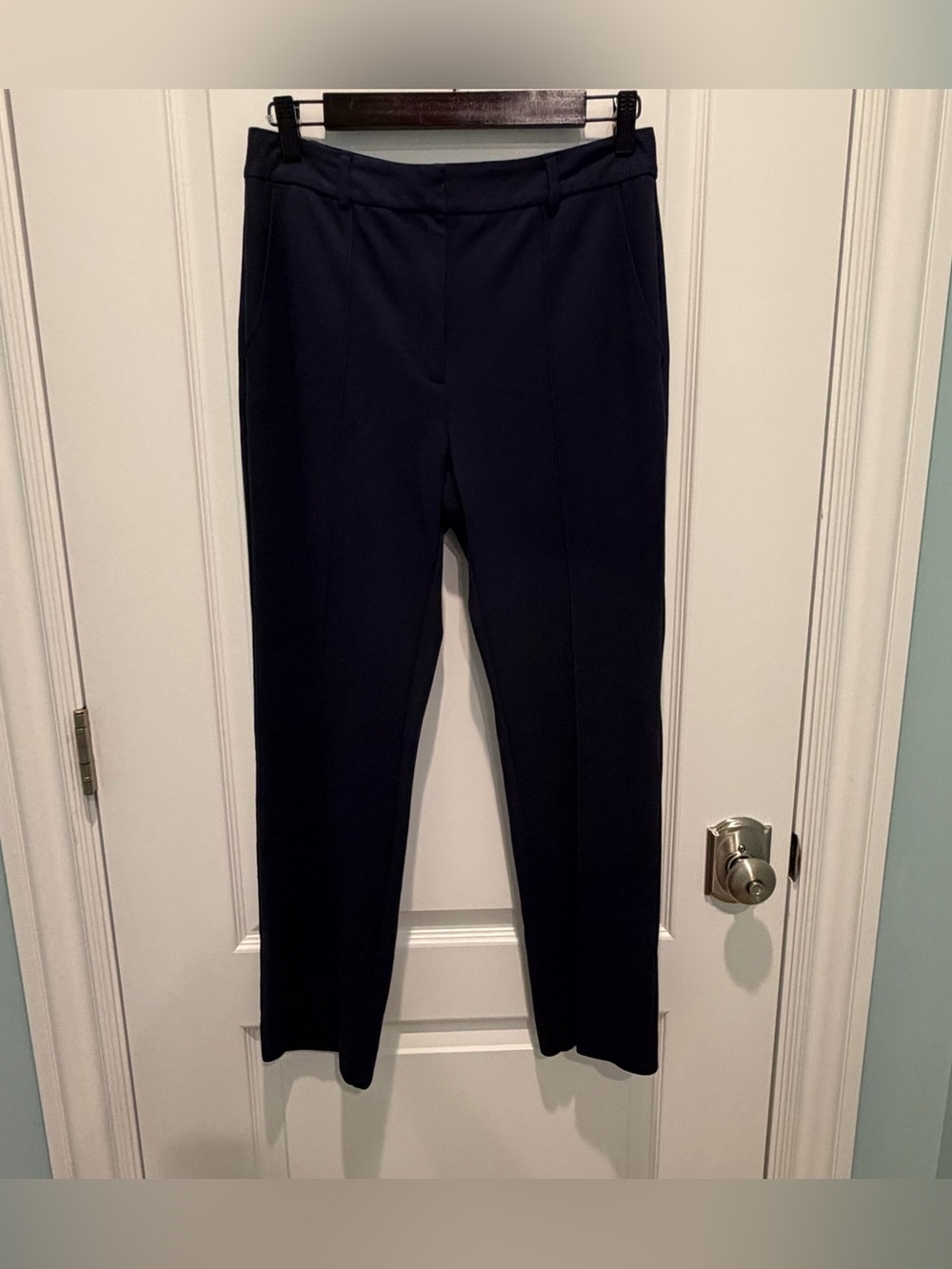 J. McLaughlin Women's Navy Blue Pants Size 4 Raised Crease Detail Preppy